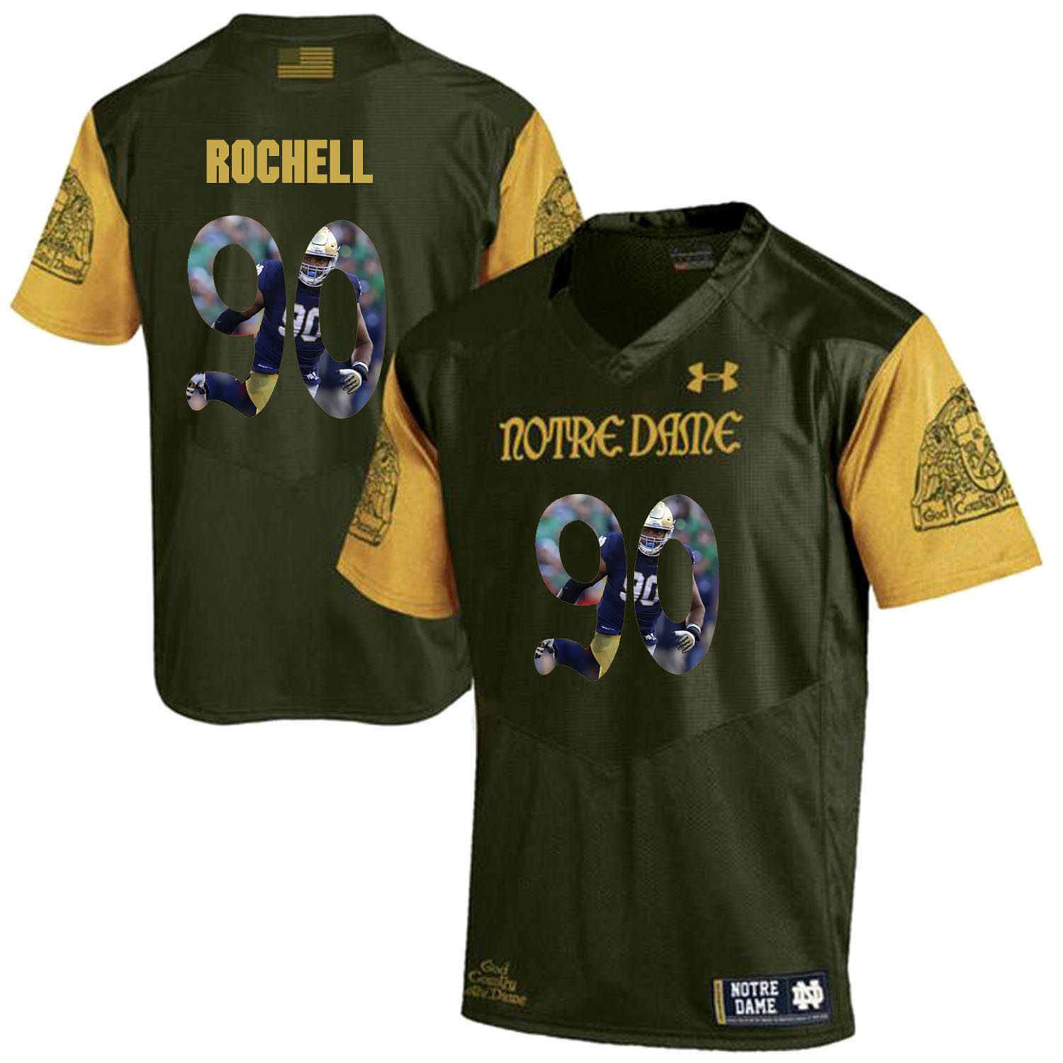 Men Norte Dame Fighting Irish 90 Rochell Green Fashion Edition Customized NCAA Jerseys